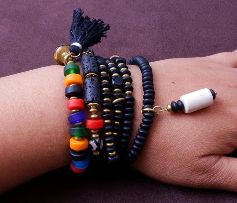 Тигровый камень 6 цветов стеклянные бусины очаровательный браслет медные