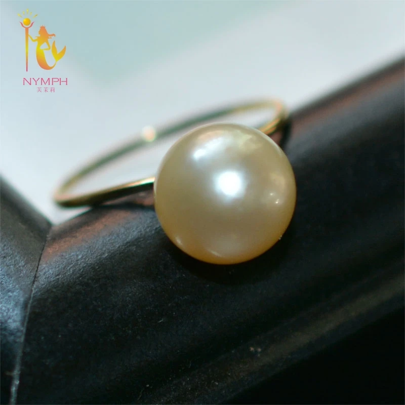 Женское кольцо с жемчугом NYMPH из желтого золота 18 карат 13-14 мм натуральным Южной