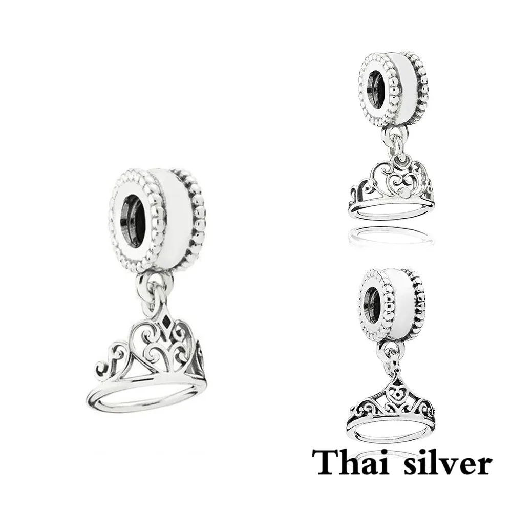2019 NEW Sterling Thai Silver Vintage Crown Hanging Charm Pendant For DIY Bracelet & Bangle Original Women's Jewelry Wholesale