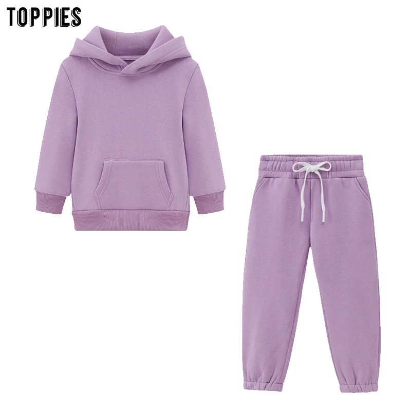 Toppies-Conjunto de Sudadera con capucha para ni&ntilde;o y ni&ntilde;a, ch&aacute;ndal de 2 piezas, ropa familiar, invierno, 2021-4