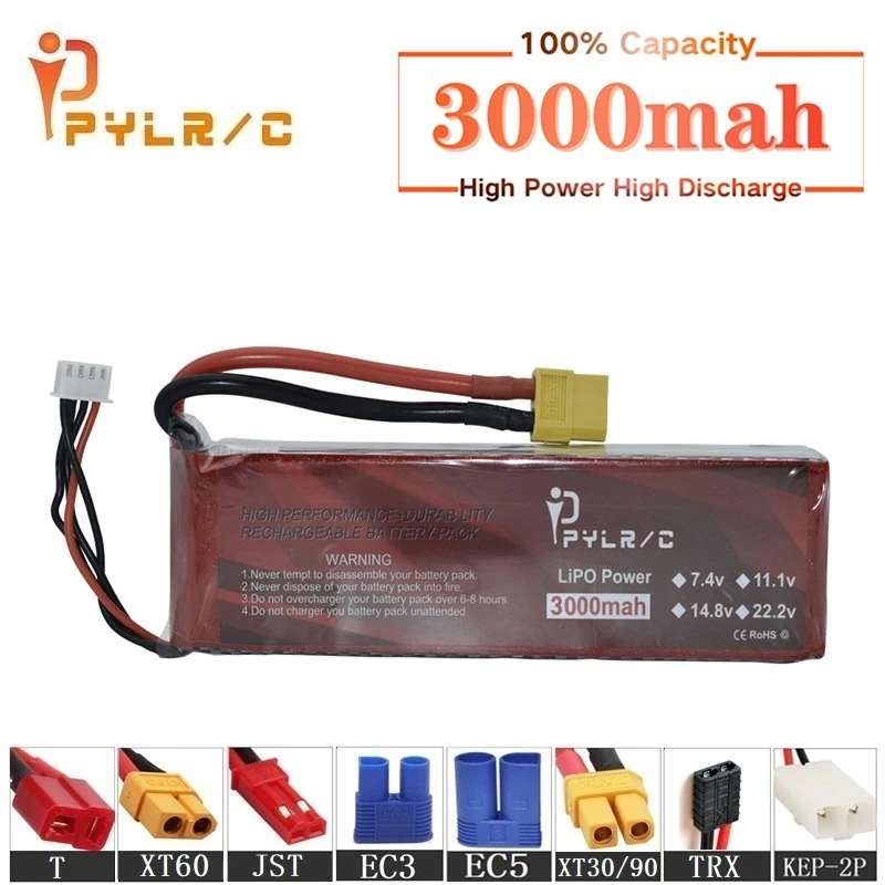 Высокая скорость 14 8 v 3000mAh литий-полимерный Батарея для радиоуправляемого