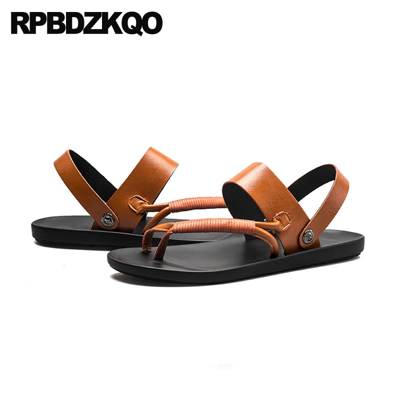 Мужские сандалии кожаное лето Runway воды домашние тапочки дизайнер слайды