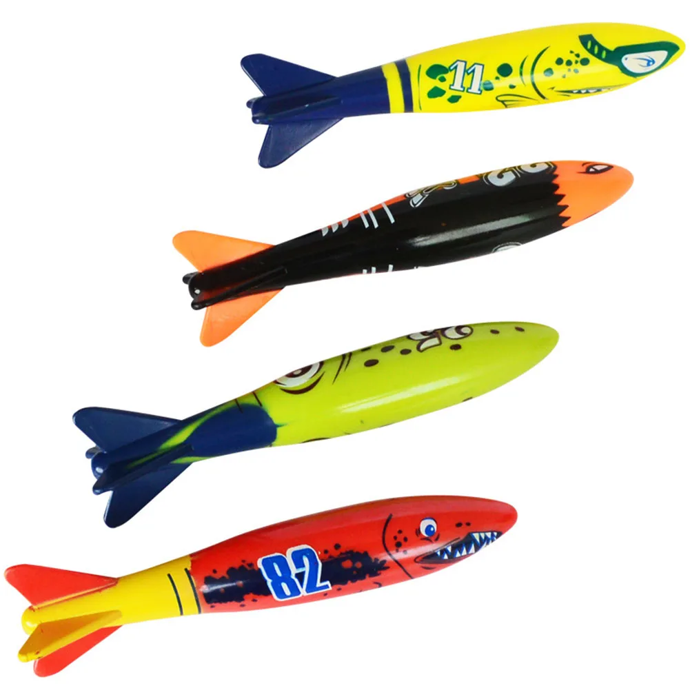 

4pcs Accessories Torpedo Rocket Summer Kids Underwater Sticks Throwing Unisex Swimming Pool Diving Game Toy Set Random Color