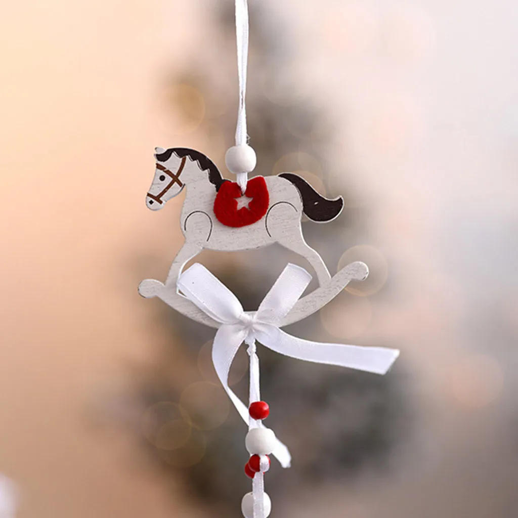 Рождественский мультяшный колокольчик с лошадью деревянное украшение животными