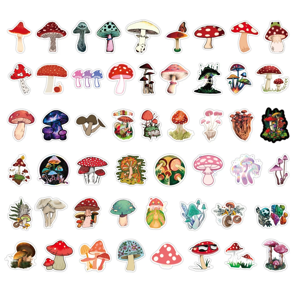10/30/50 шт. милые наклейки с изображением растений для ноутбука в форме грибов