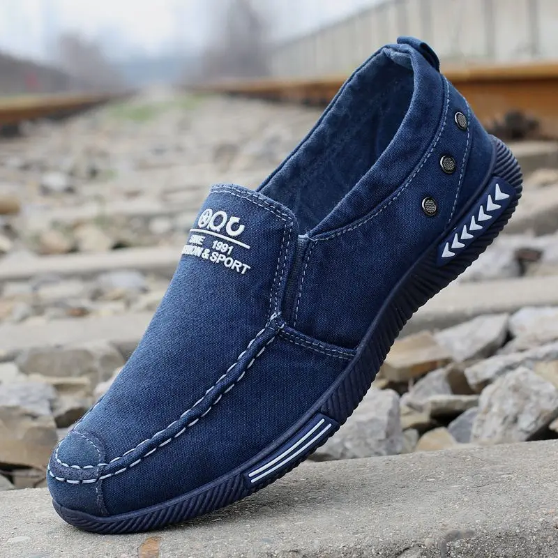 

Spring and Summer New Men Canvas Shoes A Pedal Breathable Lazy Shoes Low Cut Old Beijing Cloth Shoes Spring Casual Shoes