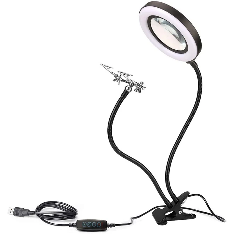 

Promotion! LED Light Magnifying Lamp 10X Adjustable Magnifying Glass,360 Degree Helping Soldering Multifunction Table Magnifier