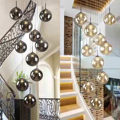 

hanging ceiling lamps deco maison glass ball LED pendant lights restaurant living room deco chambre luminaire suspendu