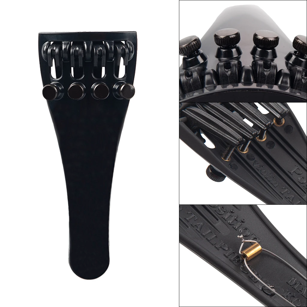 Carbon Fiber Violin Fiddle Tailpiece W/ 4 Tuners for 4-4 Size Violin Parts