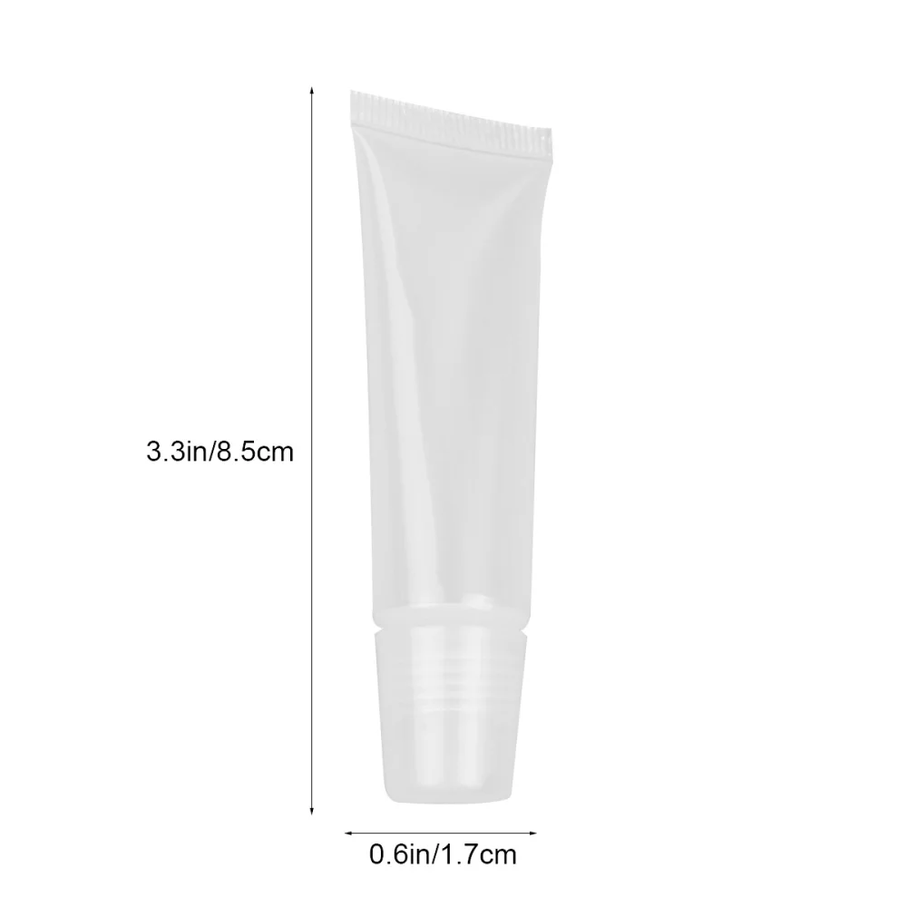 

50pcs Transparent Empty Tubes Cosmetic Container Oblique Mouth Tube for Lip Gloss Lip Balm (10g)