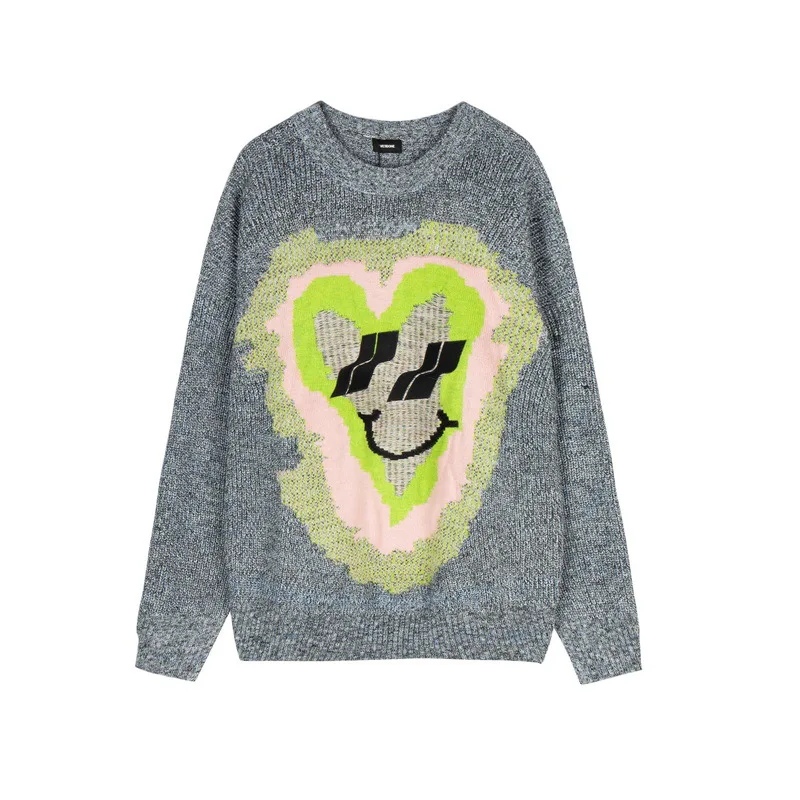 

2021 свитер для пары с улыбающимся лицом в форме сердца и логотипом Женская толстовка Y2k уличная одежда мужской женский свитер осенний свитер