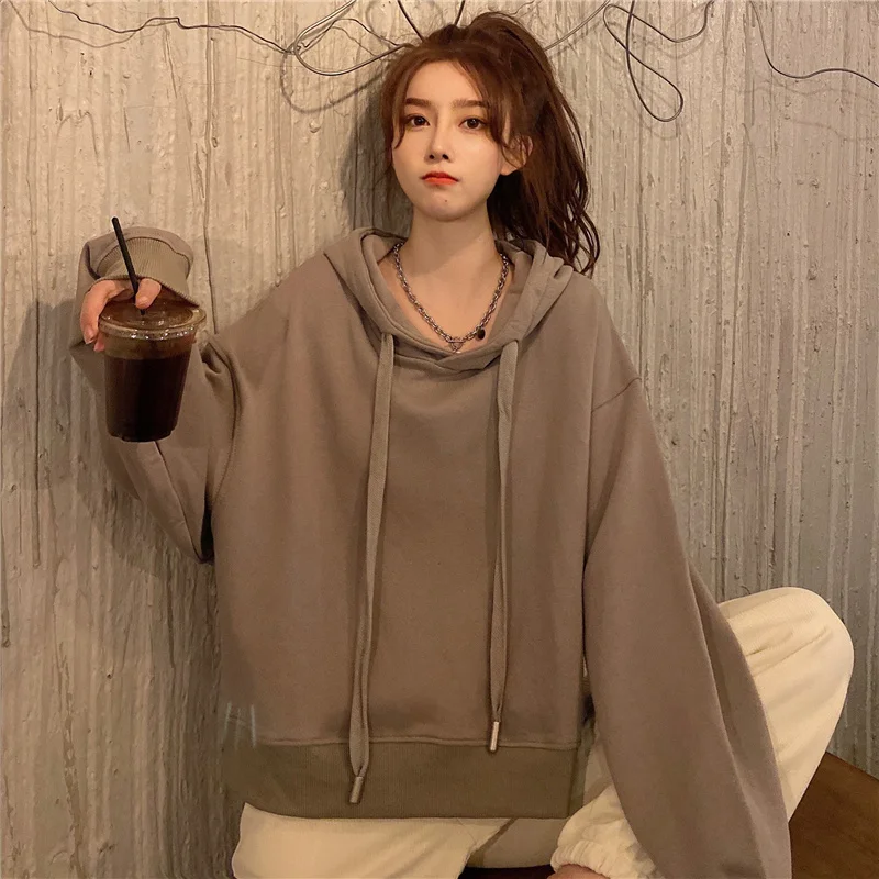 

Женская однотонная толстовка с капюшоном