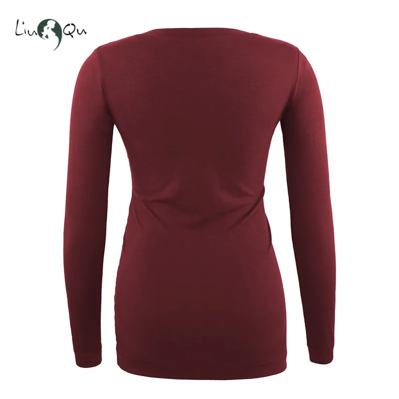 Женский топ для беременных с длинным рукавом v образным вырезом и рюшами рубашка