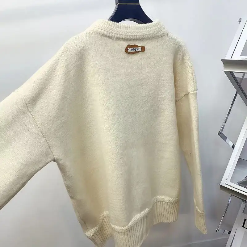 

Ader Error Tassel Ostrich knitting Sweater 2020 Men Women Blue Motif Graphic Embroidered 1:1 Splicing Winter Ader Error Sweater