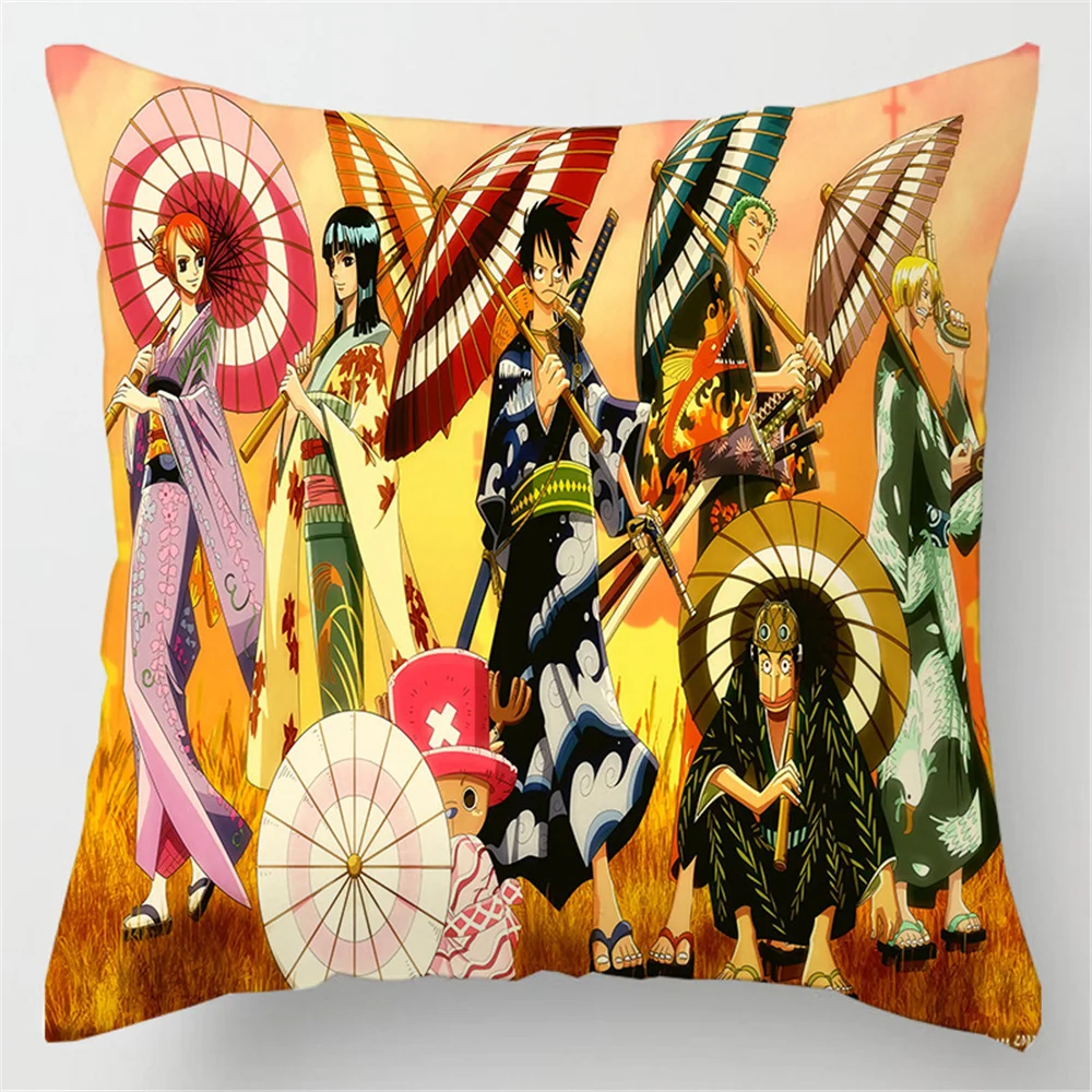 

Luffy Cushion Cover Print Short Plush Pillow Covers 3D Anime Throw Pillow Case Sofa Home Decor Polyester Casual Pillowcase
