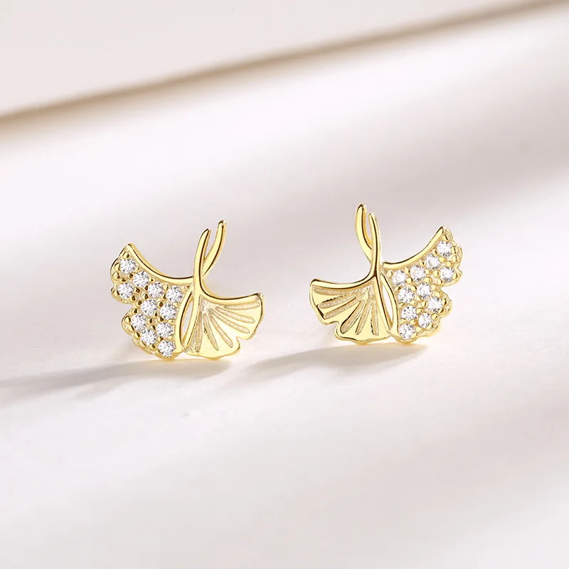 

S925 Sterling Silver Stud Earrings for Women Sterling Silver 925 Almond Leaf Diamond Simple Earring Fine Jewelry Gifts kolczyki