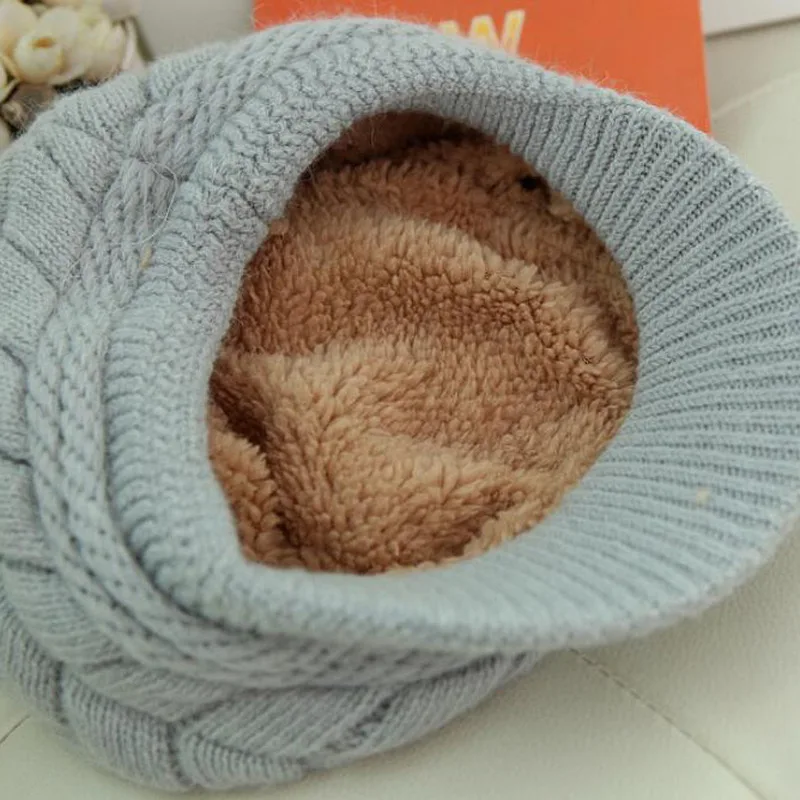 Утолщенная вязаная шапка женские зимние шапки Женская Шапка бини лыжная шапочка