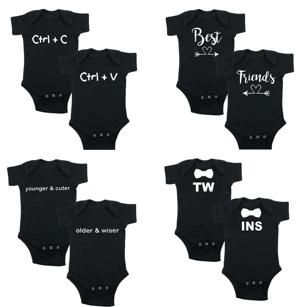 

Twin Baby s Two Piece Ctrl + V Ctrl + C Copy and Paste Infant Baby Short Sleeve Bodysuits Baby Shower Gift for Him Her