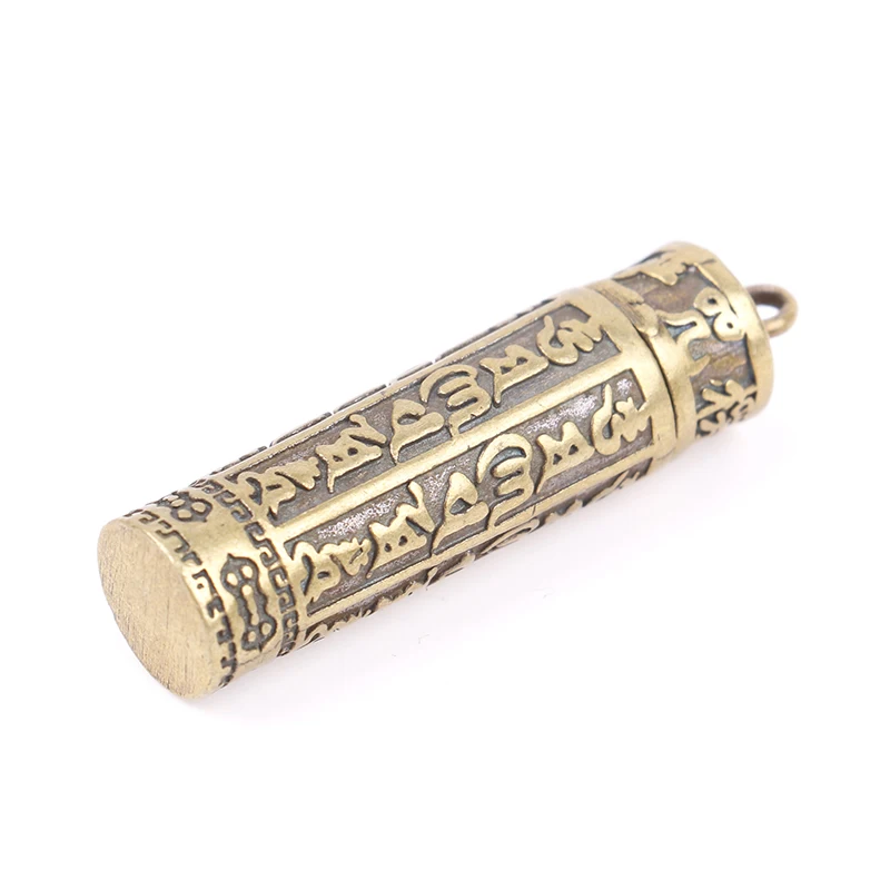

1PCS Mini Brass Pendant Necklace Brass Mantra Pendant Necklace Men and Women Vintage Ancient Brass Jewelry