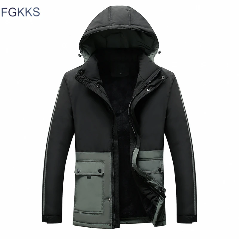 FGKKS мужские Модные парки пальто зимние повседневные Высококачественные с