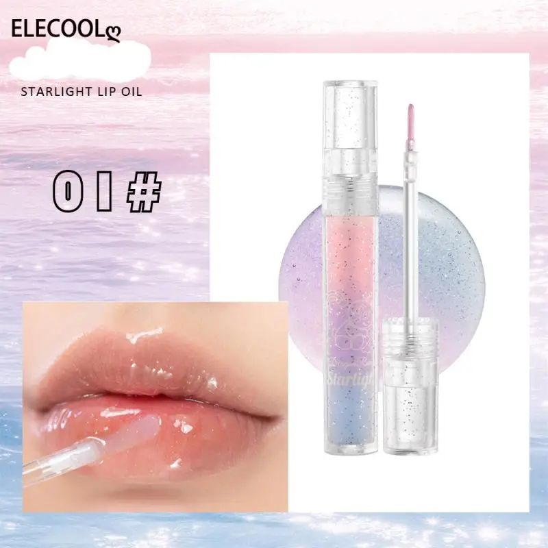 

ELECOOL Wet Gloss Crystal Lip Gloss Shiny Clear Mirror Moisturizing Glitter Liquid Lipstick Lip Oil Lip Tint Lip Care Makeup