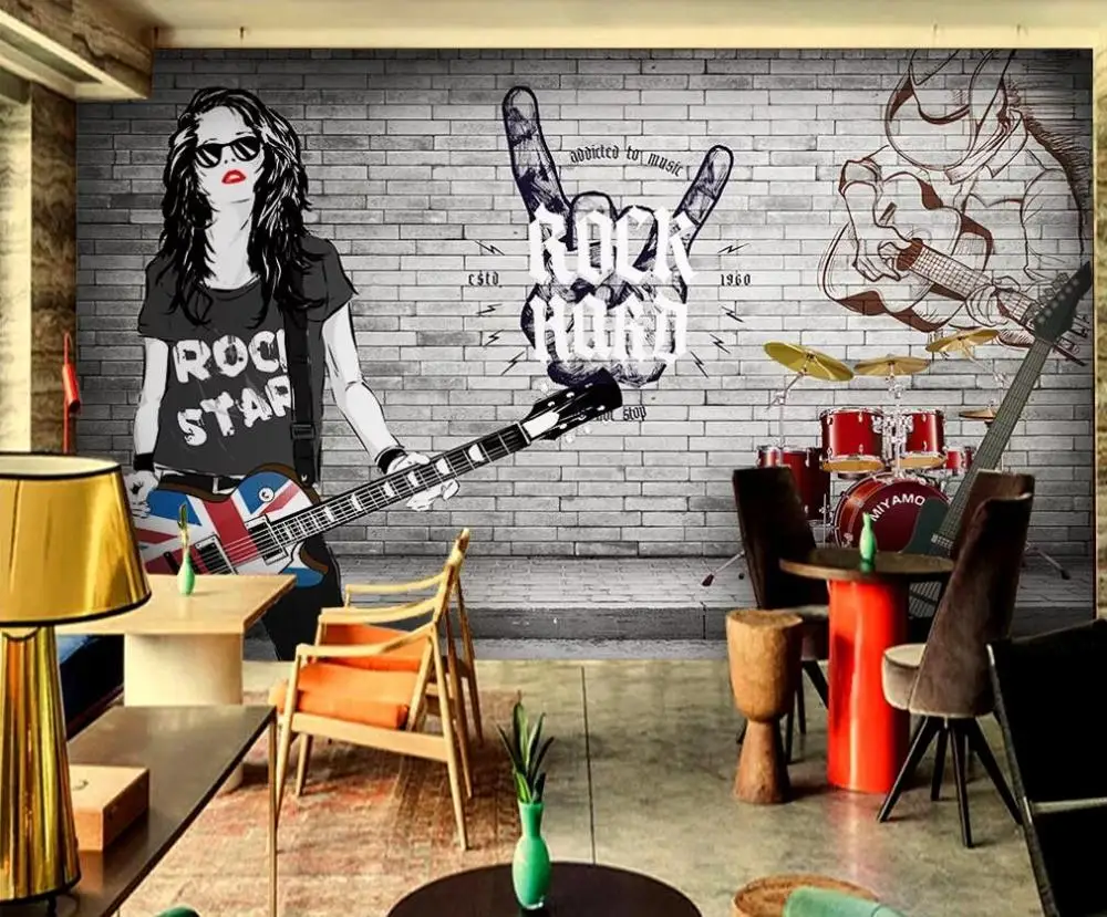 Настенные 3D обои на заказ рисунок в виде каменных граффити трехмерная кирпичная