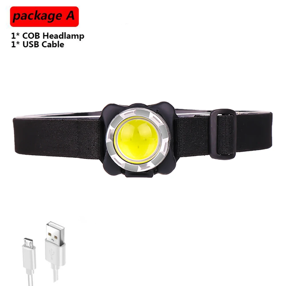 Package A Pocketman налобный фонарь USB головной светильник COB светодиодный налобный фонарь перезаряжаемый головной светильник водонепроницаемый со встроенным аккумулятором белый красный светильник ing - Испускаемый цвет: Package A