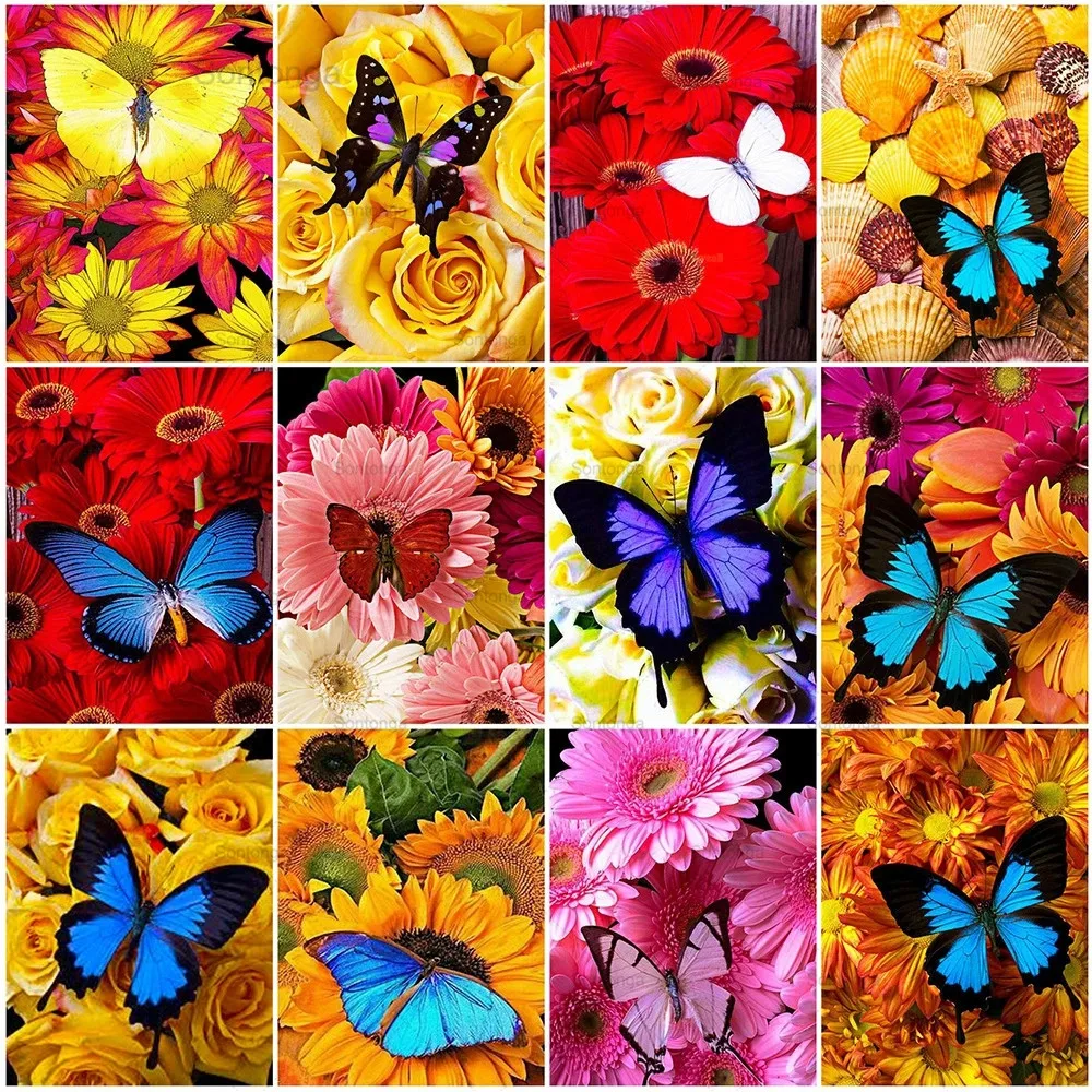 

Sontonga 5D Diy Diamond Painting Butterfly and Flower Full Square Rhinestone Diamond Embroidery Mosaic Cross Stitch Home Decor