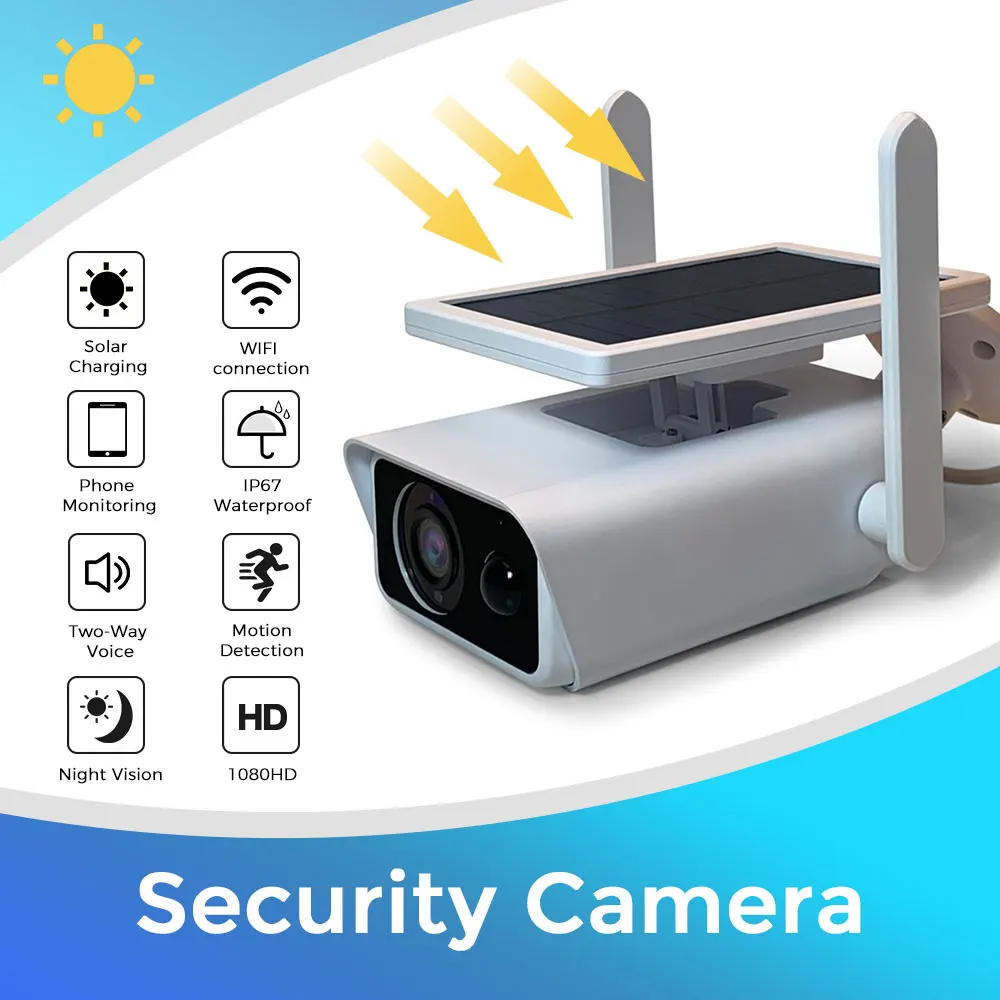 Солнечный IP камера Wi Fi Камера PIR 1080P HD Беспроводной Открытый Панель