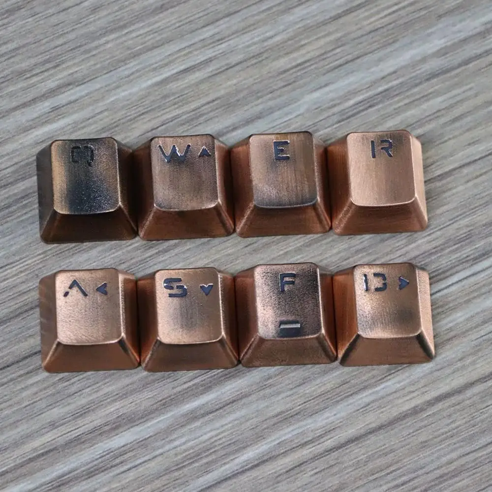 

Replaceable Red Bronze Mechanical Keyboard Metal Keycaps Pervious to light Keypress QWERASDF Key Cap Light Transmission
