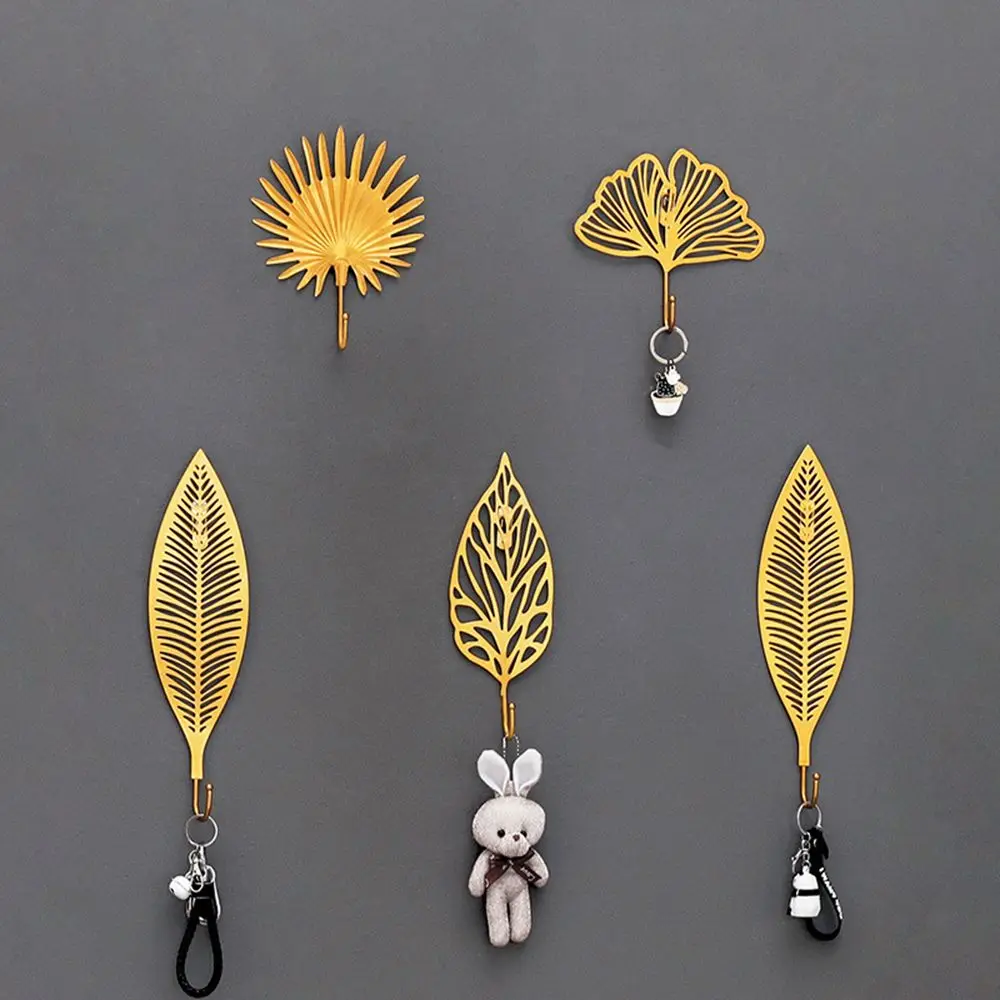 

Leaves Shape Iron Hook Nordic Wall Decoration Leaf Key Watch Bags Jewelry Haning Hook Mutifuctional Wall Hanger Rack