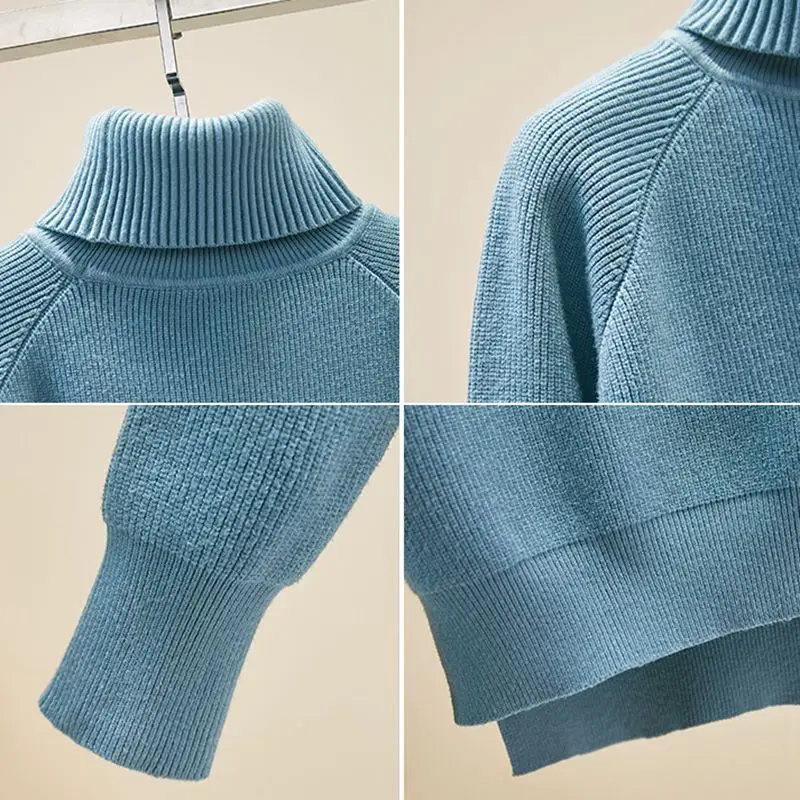 Женский свитер GIGOGOU мягкий Трикотажный Свитер оверсайз с высоким воротом на