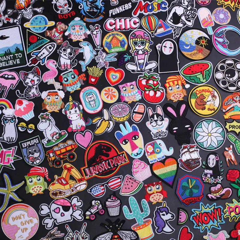 

Jurassic Park Patch Badge Thermoadhesive Sticker on Clothes Diy Iron on Embroidery Car Cactus Rainbow Cat Patches for Clothing
