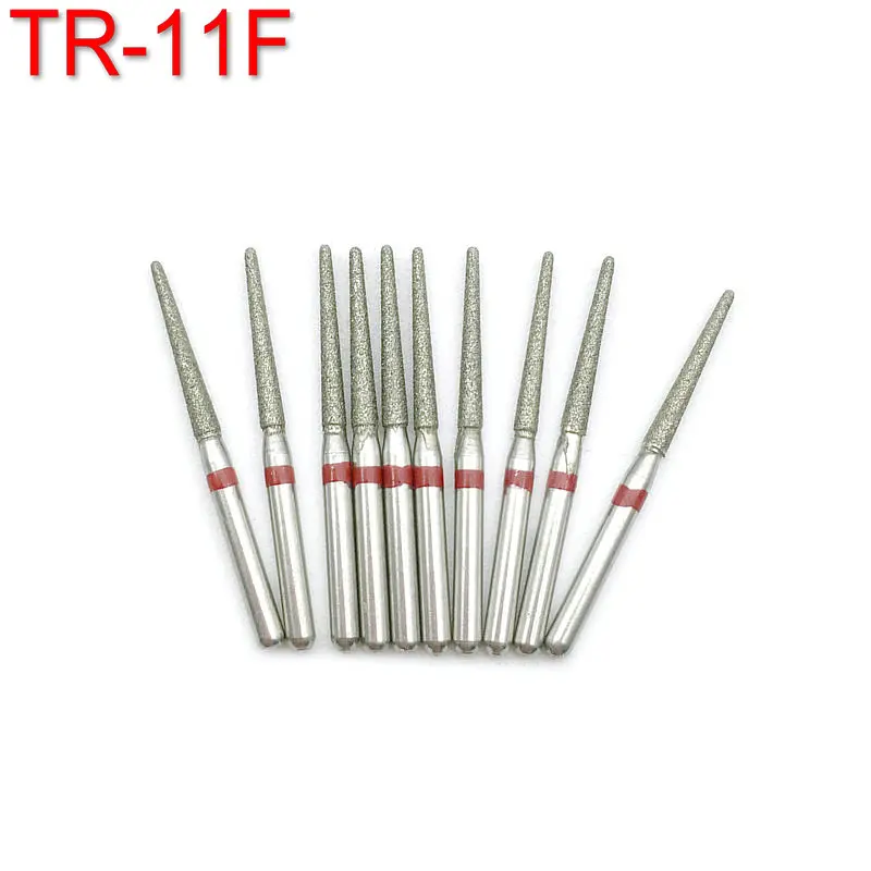 10pcs/pack Dental Diamond Burs Drill for Dentistry Handpiece Handle Diameter 1.6mm Dentist Tools TR-11F