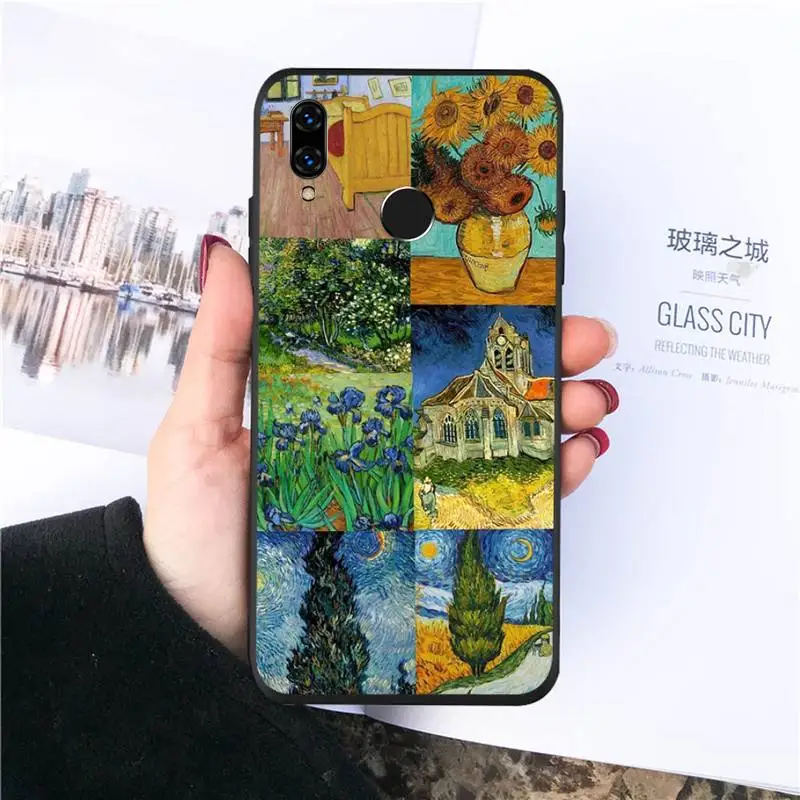 

Retro van Gogh painting pattern Phone Case For Huawei honor Mate P 10 20 30 40 i 9 8 pro x Lite smart 2019 nova 5t funda coque