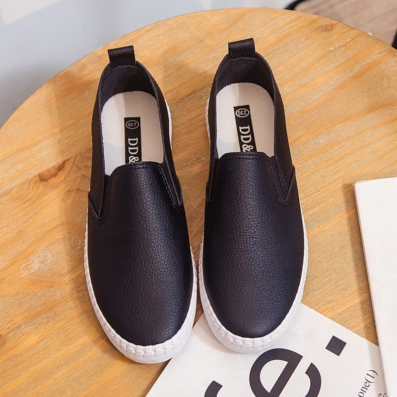 Туфли женские повседневные на плоской подошве Мокасины мягкая кожа без застежки