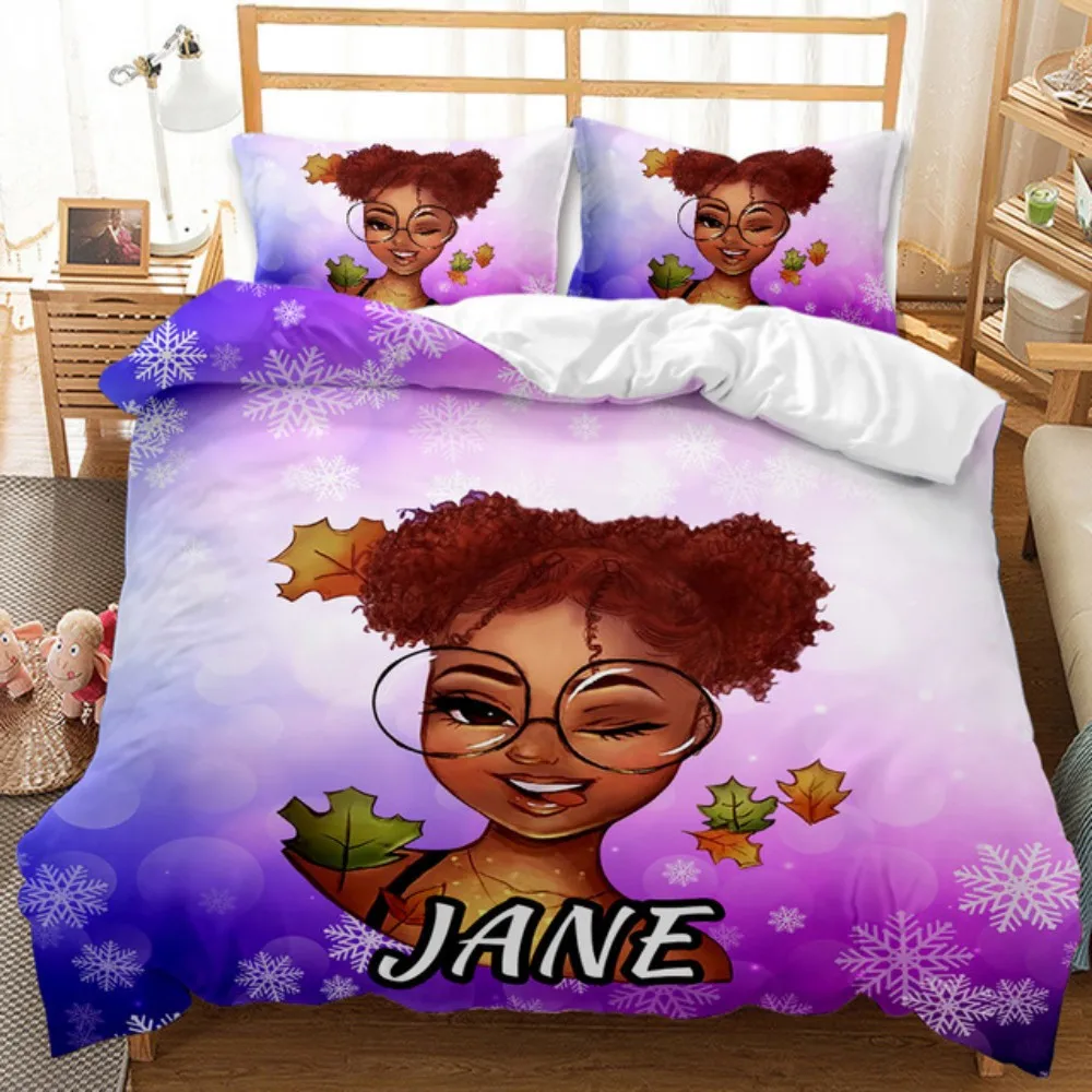 

Music Fashion African Girl Bedding Set 3D Luxury Duvet Cover Set with Pillowcases Kids Children Bedroom Decoration