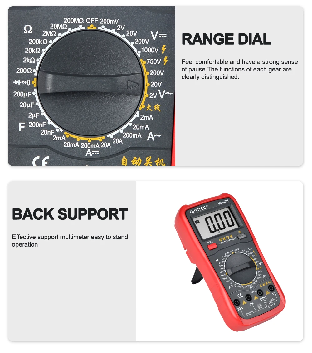Цифровой мультиметр QHTITEC VS86H портативный измеритель напряжения постоянного и - Фото №1