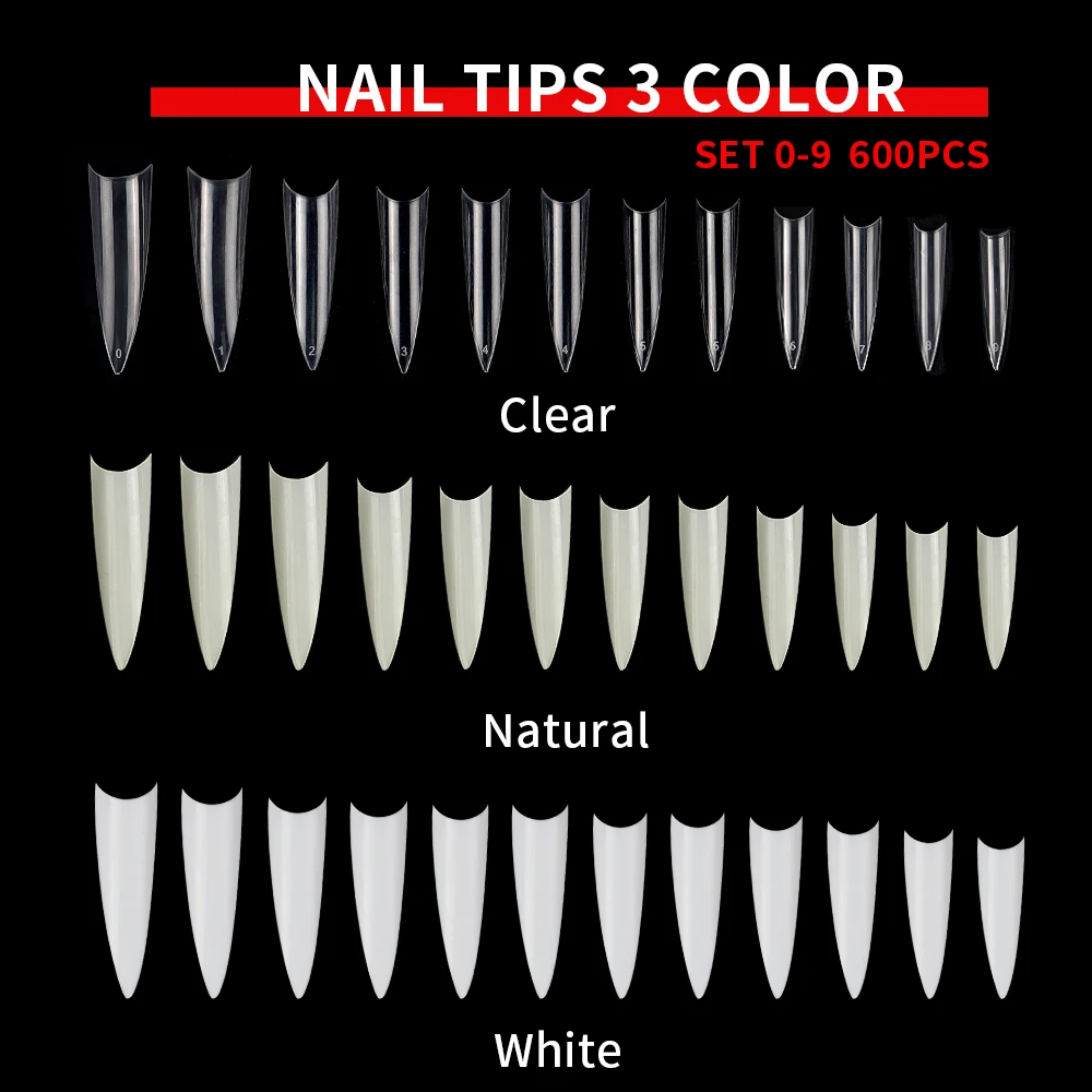 Extra Long Ballerina French Salon For Professional Fake Art Nails Tips Press On Clear Natural Acrylic Coffin False | Красота и