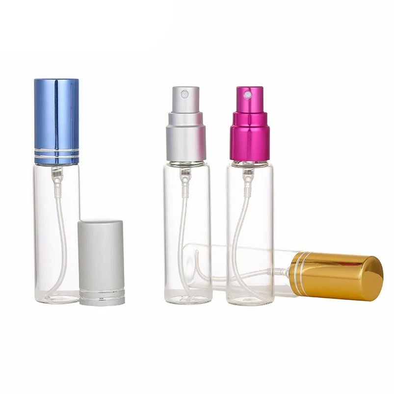 

5ML 10ML Travel Glass Perfume Bottle Clear Spray Pump Atomizer Mini Sample Test Vials Refillable Bottles Cosmetic Containers