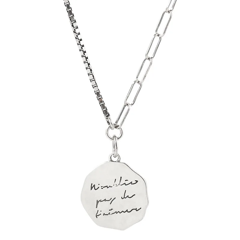 

LISM Trendy Simple Coin Necklace Pendant 925 Sterling Silver Round Shaped Long Necklace Jewelry For Women & Girls Party Gift