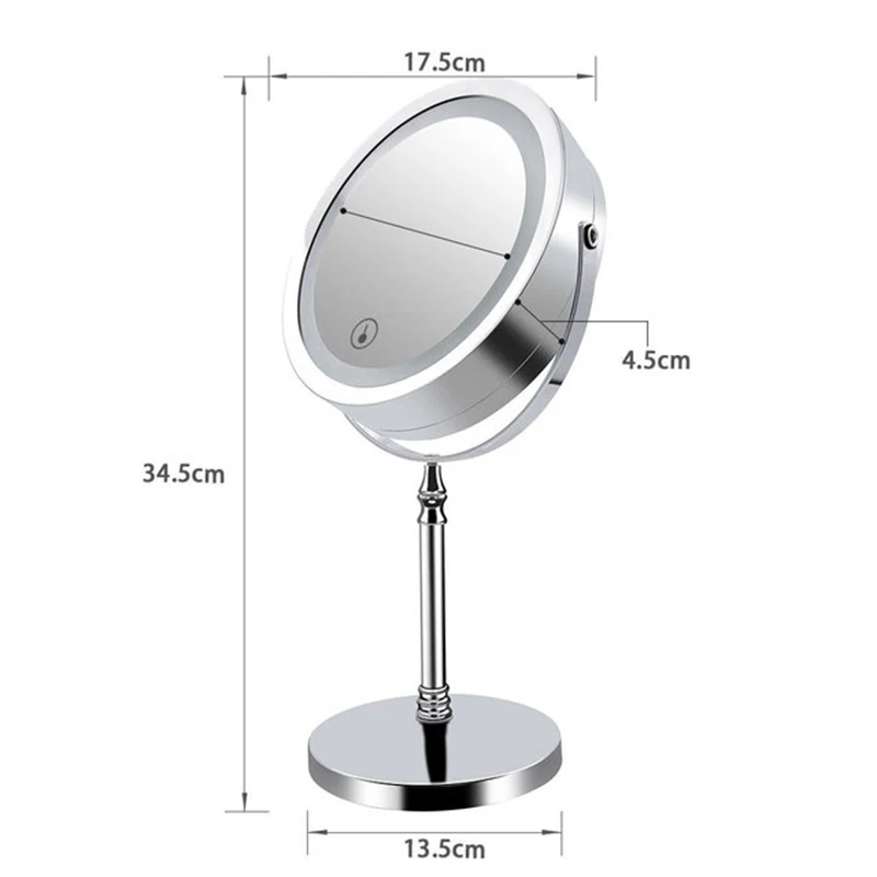 Круглое зеркало для макияжа со светодиодной подсветкой сенсорный диммер 7 дюймов