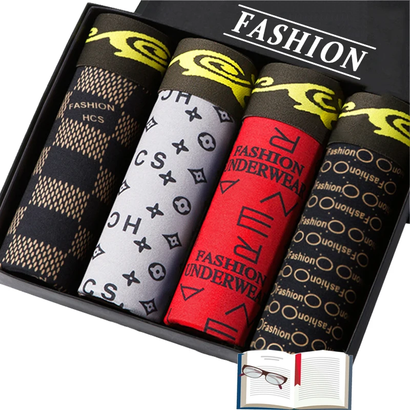 Men's Underwear Cotton Boxer Middle Waist Antibacterial Printing Large Size Youth Boxer Shorts Men's Pants