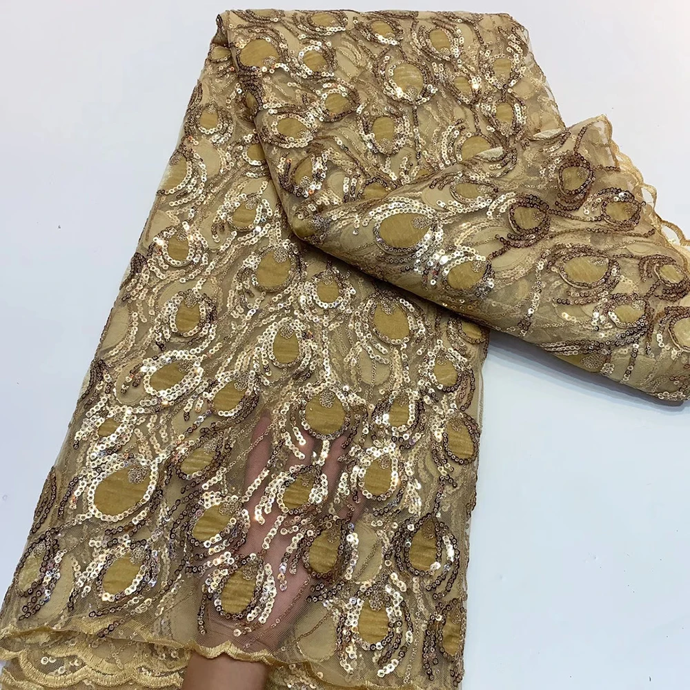 Высококачественное Золотое французское бархатное кружево 2020 вышитое Тюлевое