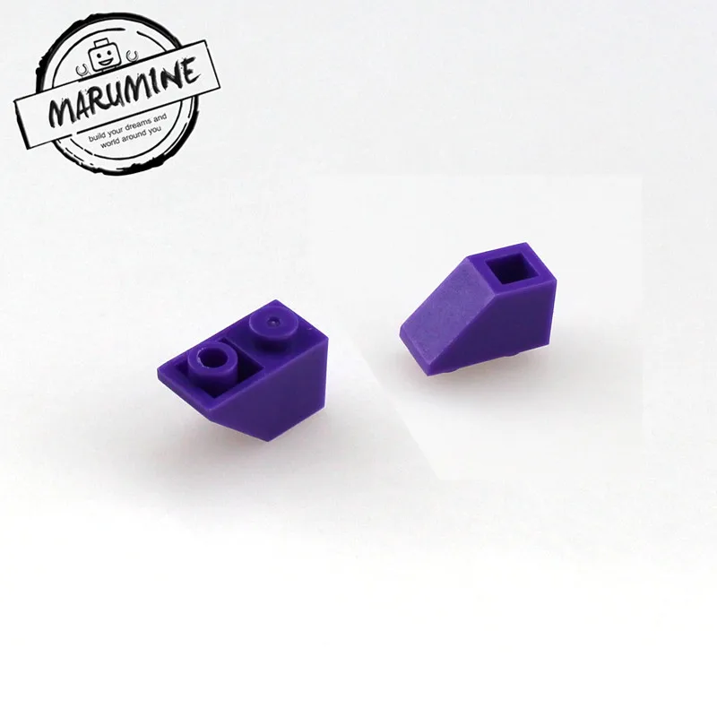 Фиолетовый MARUMINE кирпичи игрушки 200 шт./лот 2x1 перевернутый склон кирпич MOC строительные блоки Совместимые образовательные DIY игрушки Классический создатель - Цвет: Фиолетовый