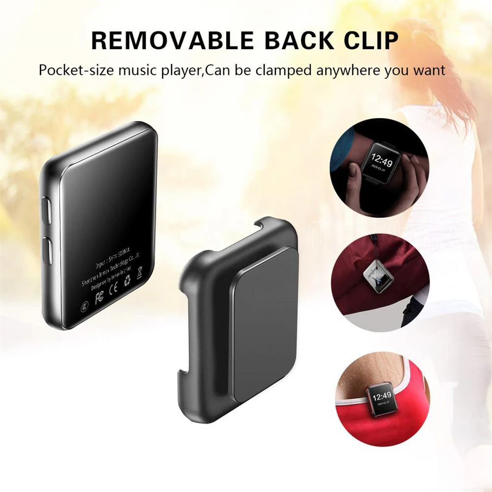 Мини MP4 плеер с клипсой Bluetooth 4 2 спортивные часы mp4 видеоплеер сенсорным экраном HiFi