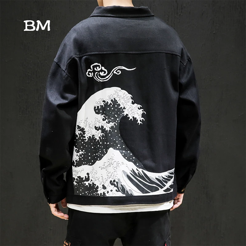Японская куртка в уличном стиле Мужская забавная модная одежда с принтом