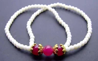 qingmos natural 4mm white coral bracelet for women with 8mm round rose pink jades bracelet 2 strands 7 5 stone bracelet bra294