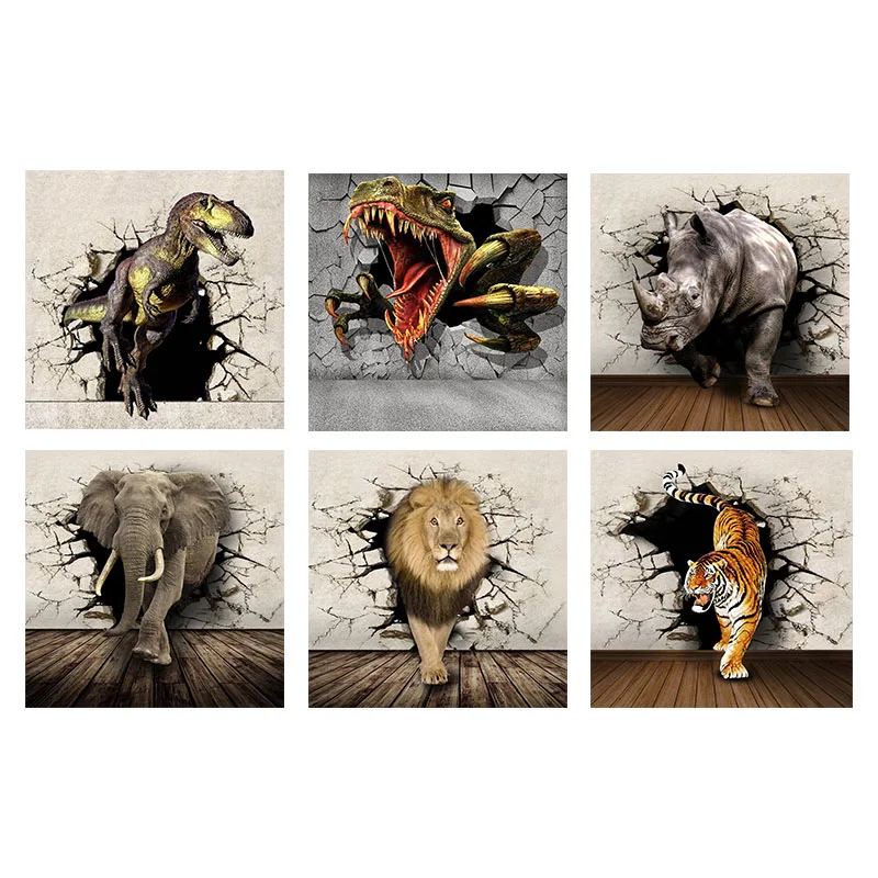 

Lion Tiger Dinosaur 5D Diy Diamond Painting Living Room Home Decor Mosaic Animal Diamond Cross Stitch Art Full Drill Embroidery