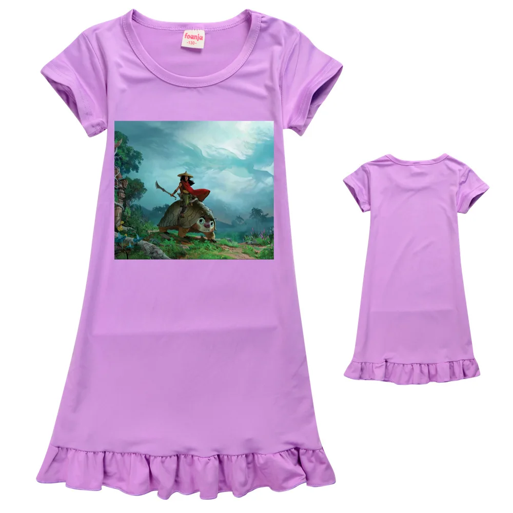 

Dress Girl 10 12 Years Old Ice Silk Short-sleeved Nightgown Teenage 2021 Summer Nightdress Baby Girl Pajamas Baby Dresses